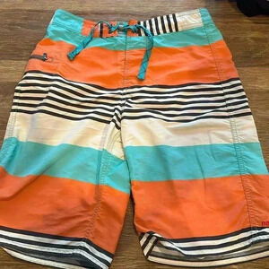 Patagonia Boys Size 14 Wavefarer Striped Cargo Board Shorts